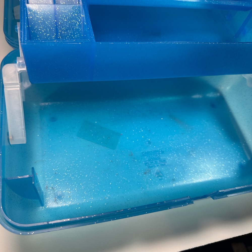Vintage Caboodles Blue‎ Glitter Makeup Organizer Case Mirror Made in USA* - Picture 8 of 12